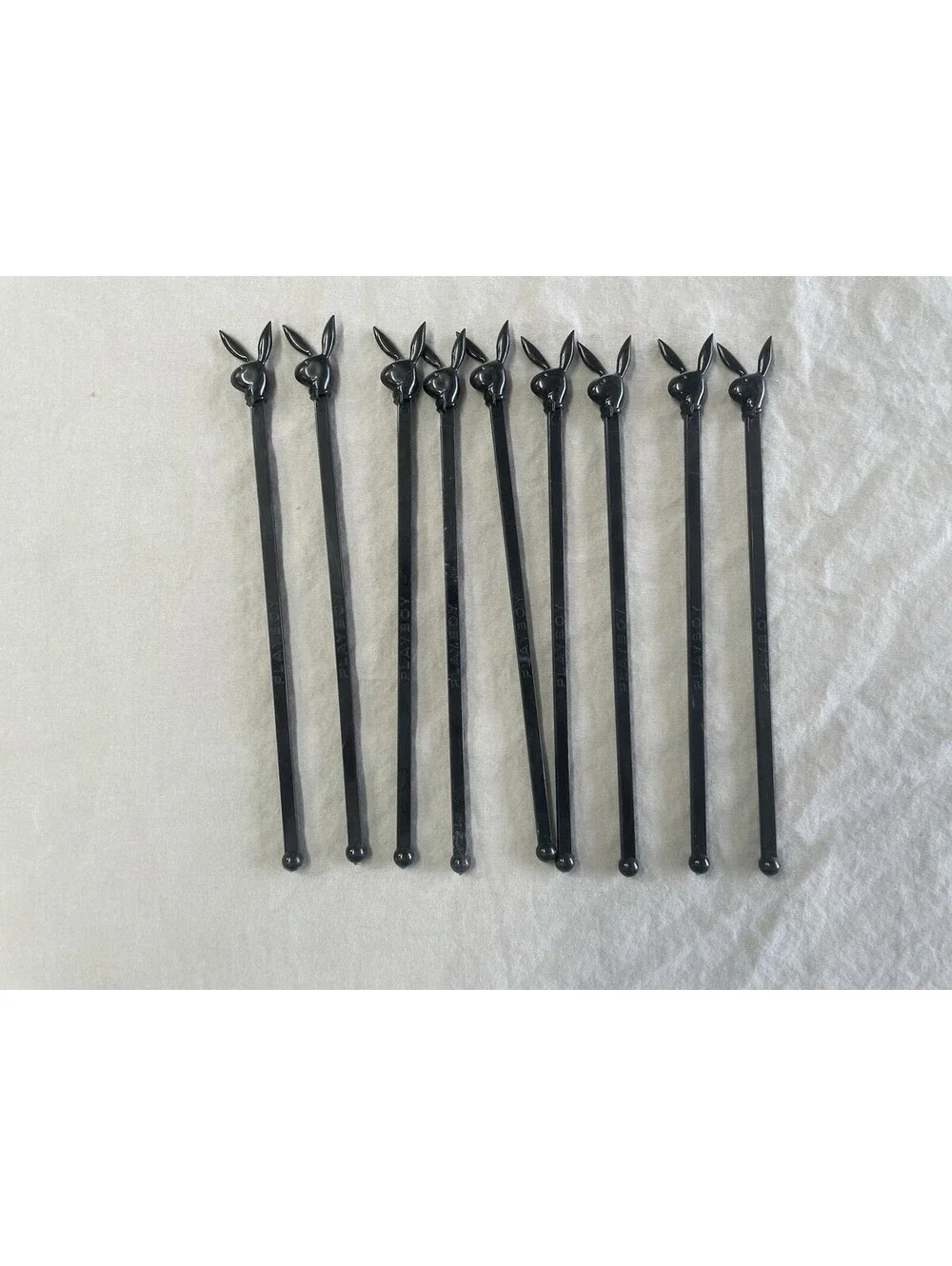 Lot 9 Vtg 1980s Playboy Swizzle Sticks Bunny Logo Cocktail Drink Stirrers Picks